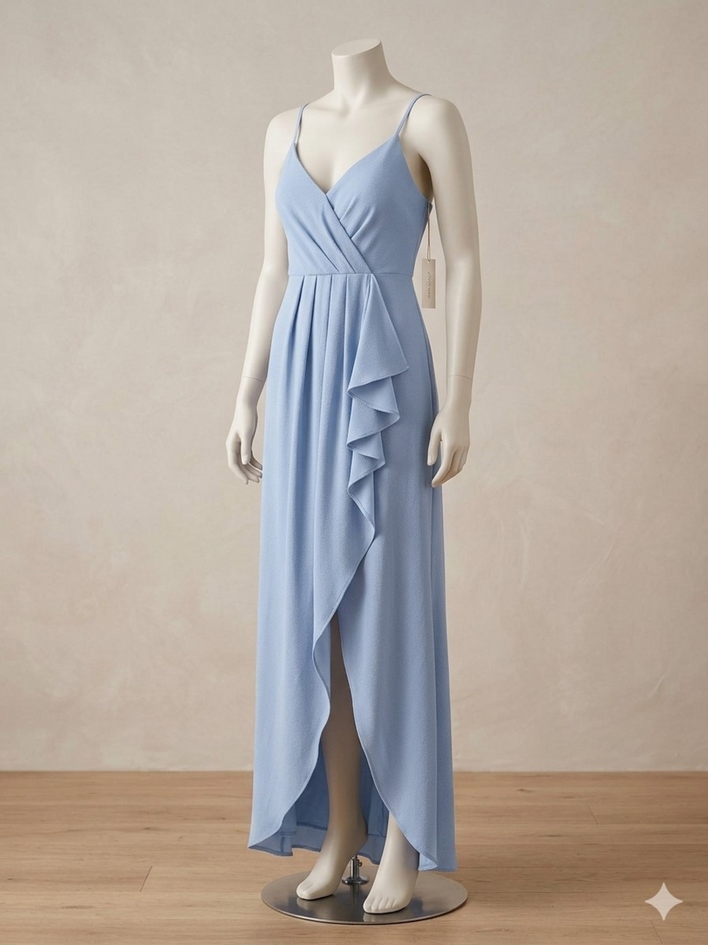 Showpo Powder Blue Ruffle Surplice Maxi Dress